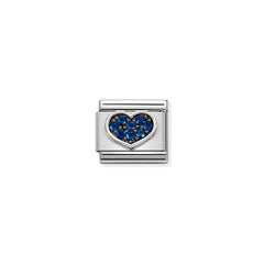 Nomination COMPOSABLE CLASSIC OXIDIERTE SYMBOLE Element aus Edelstahl, mit 925er Silber und Cubic Zirkonia verziert (08_(Herz, Blau))