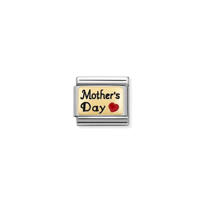 Nomination COMPOSABLE CLASSIC PLAETTCHEN Edelstahl, Email und 18k gold (54_(Mothers Day mit Herz))