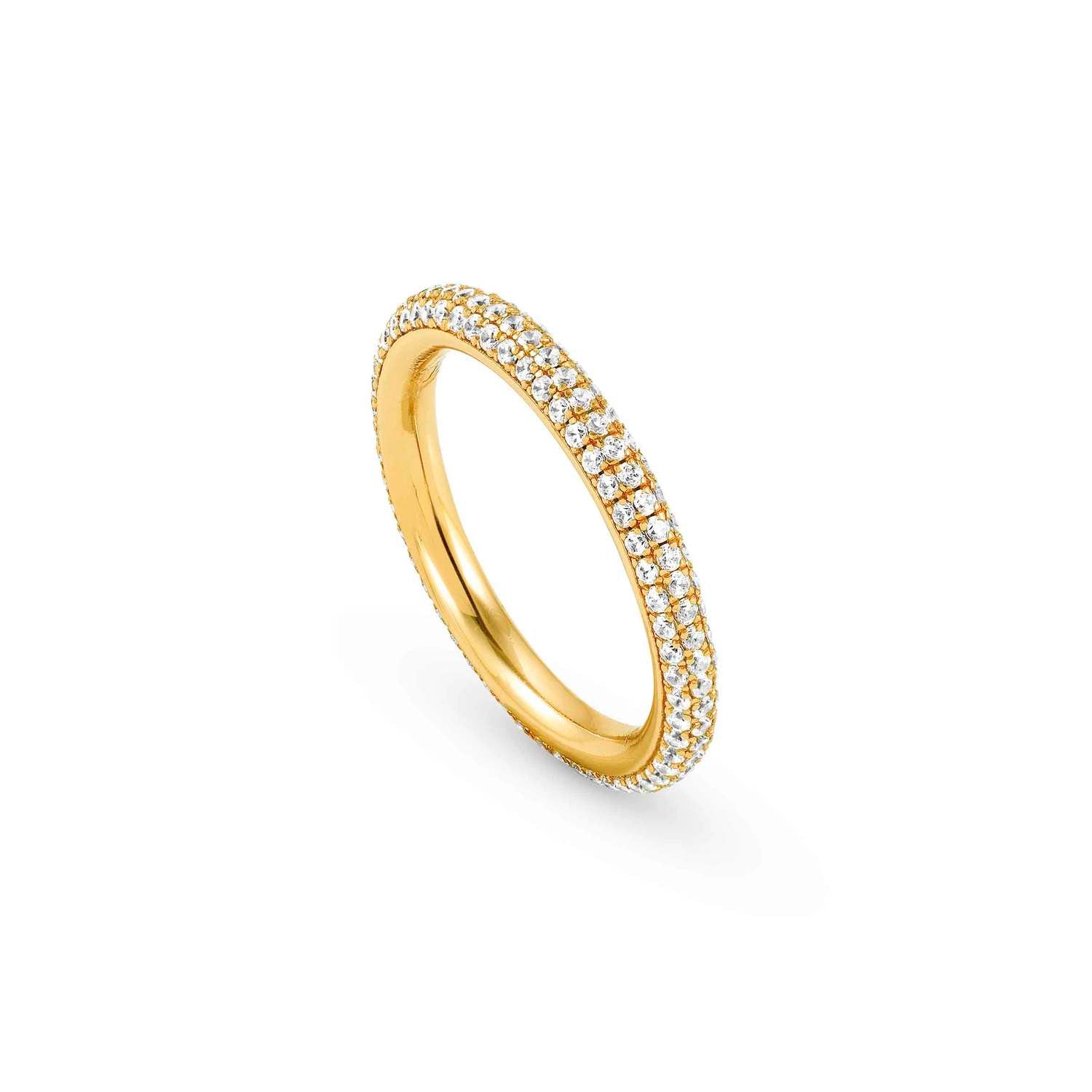 Nomination ENDLESS Ring aus 925er Silber, mit Cubic Zirkonia in Pave-Fassung verziert (012_(Gelb vergoldet)-006_Grosse 15)