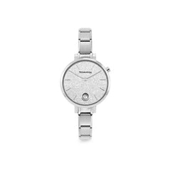 Nomination PARIS Armbanduhr aus Edelstahl, mit Cubic Zirconia verziertes Gehaeuse (023_Glitter Silber)