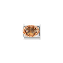 Nomination COMPOSABLE CLASSIC FACETTIERTE ZIRKONIA Element aus Edelstahl, mit 9Kt Rosegold verziert (012_SMOKY)