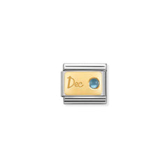 Nomination COMPOSABLE CLASSIC MONATSSTEINE Element aus Edelstahl, mit 18Kt Gelbgold und Edelsteinen verziert (12_Dezember TOPAS)