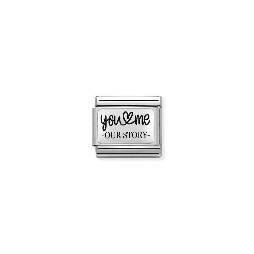 Nomination COMPOSABLE CLASSIC PLATTEN Element aus Edelstahl, mit 925er Silber verziert (31_(You and Me story))
