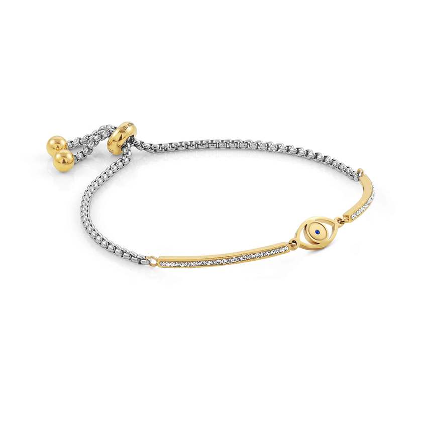 Nomination MILLELUCI Armband aus Edelstahl, mit Cubic Zirkonia verziert, dazu ein Schmuckelement, gelbgold PVD-beschichtet (056_(Auge))
