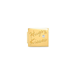 Nomination COMPOSABLE GLAM SYMBOLE Element aus Edelstahl, mit Cubic Zirconia verziert, gelbgold PVD-beschichtet (05_(Hugs and Kisses))