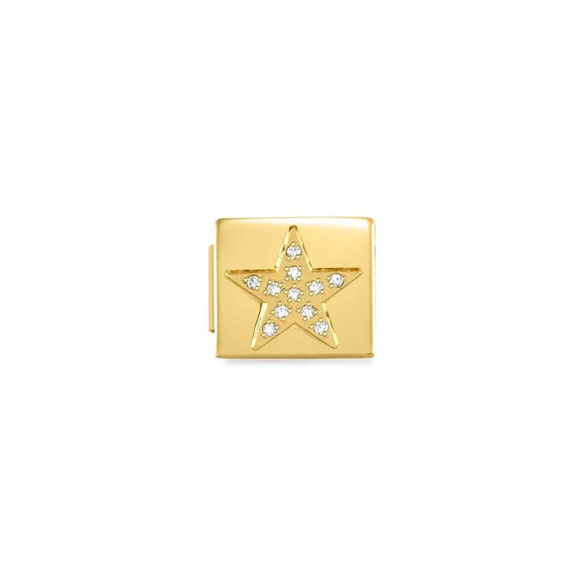 Nomination COMPOSABLE GLAM SYMBOLE Element aus Edelstahl, mit Cubic Zirkonia verziert, gelbgold PVD-beschichtet (01_(Stern))
