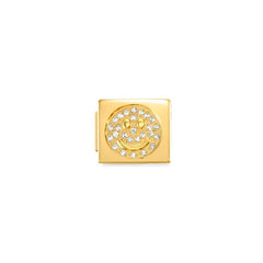 Nomination COMPOSABLE GLAM SYMBOLE Element aus Edelstahl, mit Cubic Zirkonia verziert, gelbgold PVD-beschichtet (02_(Smile))