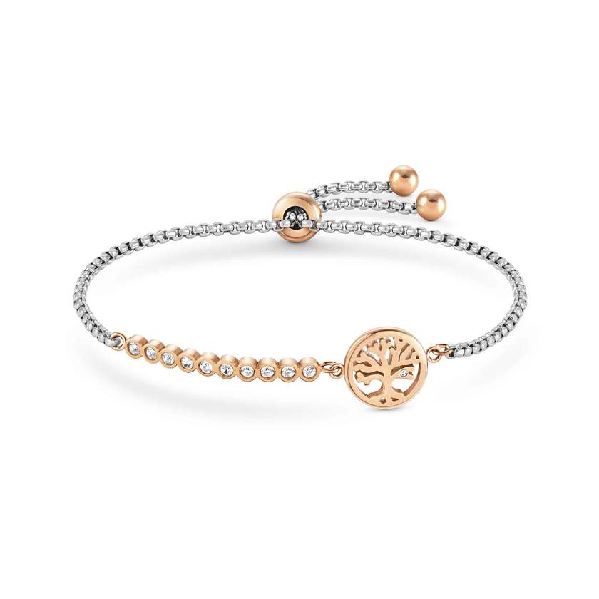 Nomination MILLELUCI Armband aus Edelstahl, mit Cubic Zirkonia verziert, dazu ein Schmuckelement, rosegold PVD-beschichtet (017_Lebensbaum)