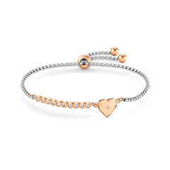 Nomination MILLELUCI Armband aus Edelstahl, mit Cubic Zirkonia verziert, dazu ein Schmuckelement, rosegold PVD-beschichtet (022_Herz)