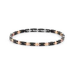 Nomination STRONG DIAMOND EDITION Armband aus Edelstahl, mit Diamanten (8 Steine) verziert (029_Scwharz und rose Gold)