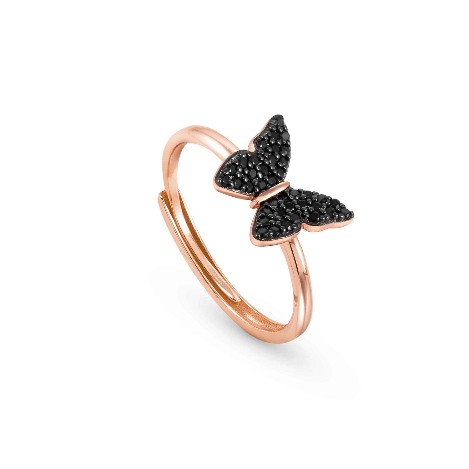 Nomination SWEETROCK NATURE EDITION Ring aus 925er Silber, dazu mit Cubic Zirkonia besetztes Schmuckelement (041_(Schmetterling, Rosegold))