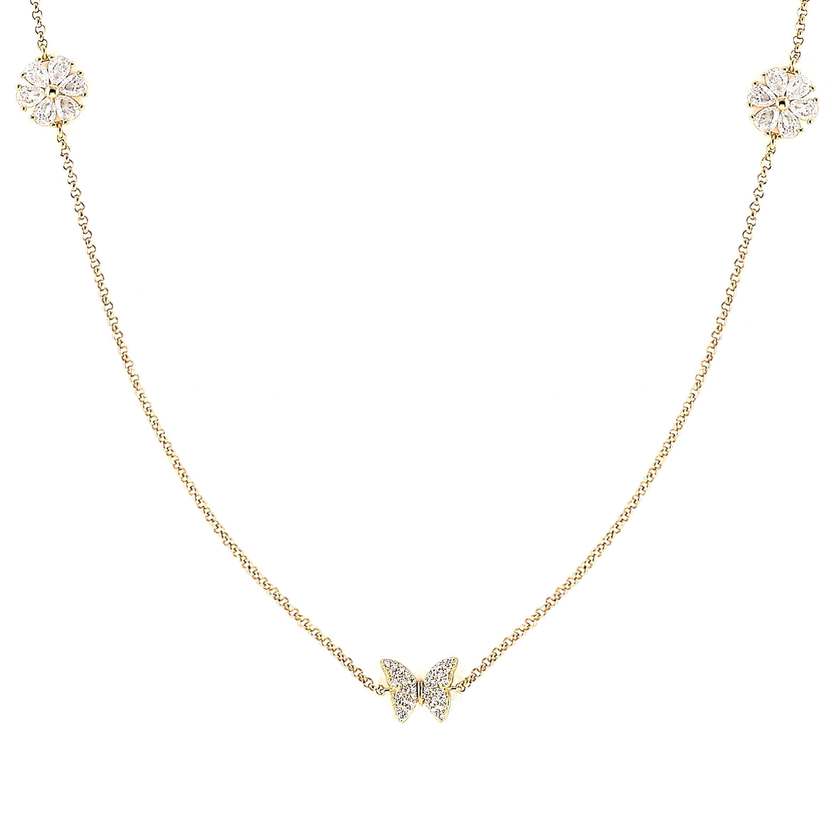 Nomination SWEETROCK NATURE EDITION Halskette aus 925er Silber mit integrierten Schmuckelementen, mit Cubic Zirkonia besetzt (048_(Mix, Gelbgold))