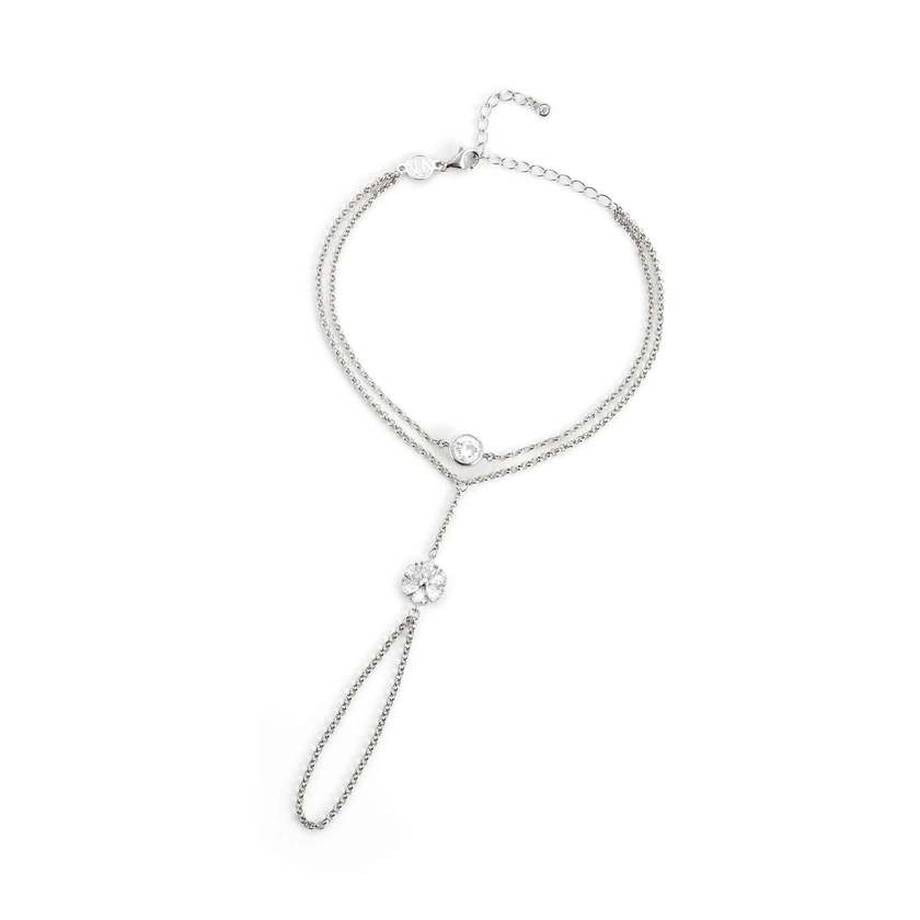 Nomination SWEETROCK NATURE EDITION Handkette aus 925er Silber mit integrierten Schmuckelementen, mit Cubic Zirkonia verziert (043_(Blume, Silber))