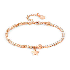 Nomination CHIC&CHARM CELEBRATION EDITION Kombi-Armband aus 925er Silber, halb mit Cubic Zirkonia besetzt, dazu Charm-Anhaenger (090_(Stern, Rosegold))
