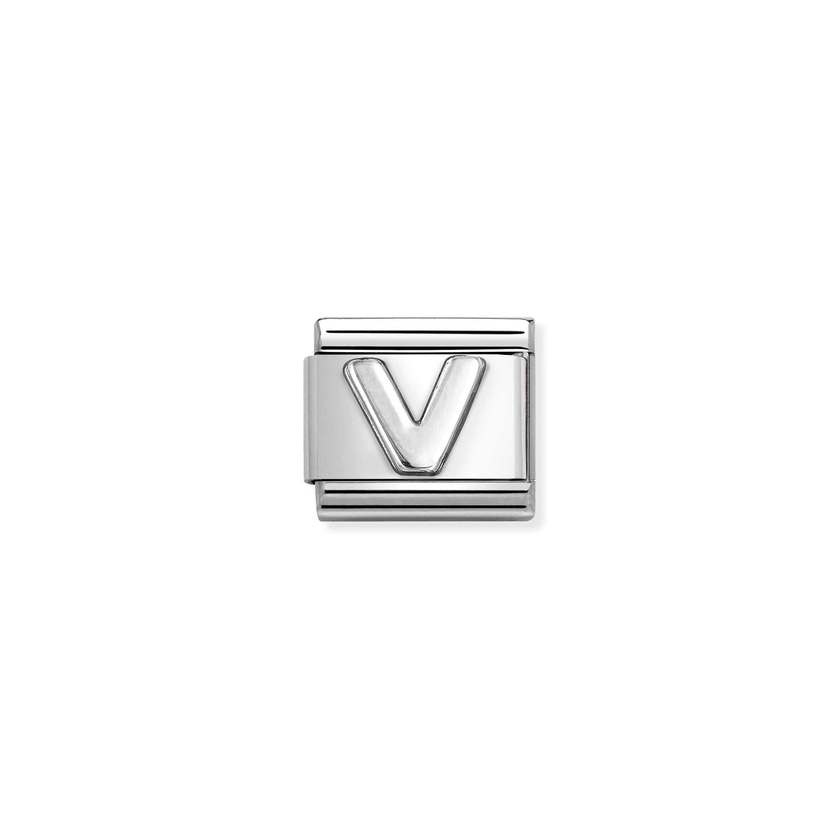 Nomination COMPOSABLE CLASSIC BUCHSTABEN Element aus Edelstahl, mit 925er Silber (oxidiert) verziert (22_V)