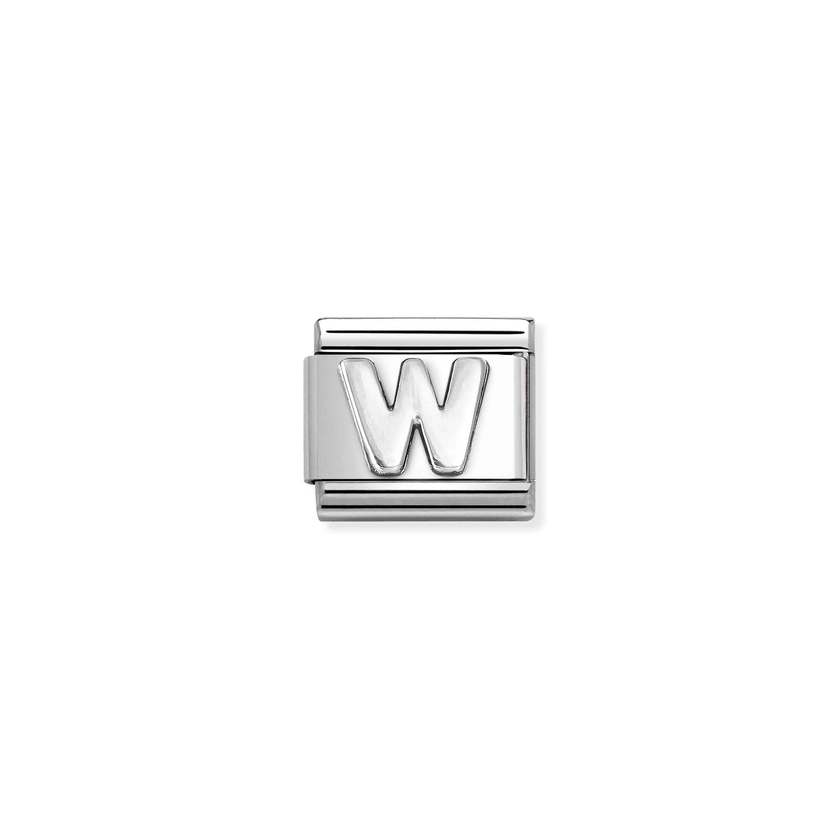Nomination COMPOSABLE CLASSIC BUCHSTABEN Element aus Edelstahl, mit 925er Silber (oxidiert) verziert (23_W)