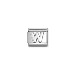 Nomination COMPOSABLE CLASSIC BUCHSTABEN Element aus Edelstahl, mit 925er Silber (oxidiert) verziert (23_W)