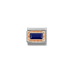Nomination COMPOSABLE CLASSIC Element aus Edelstahl mit Edelsteinen im Baguette-Schliff in Kordelfassung aus 9kt Rosegold verziert (09_LAPISLAZULI)
