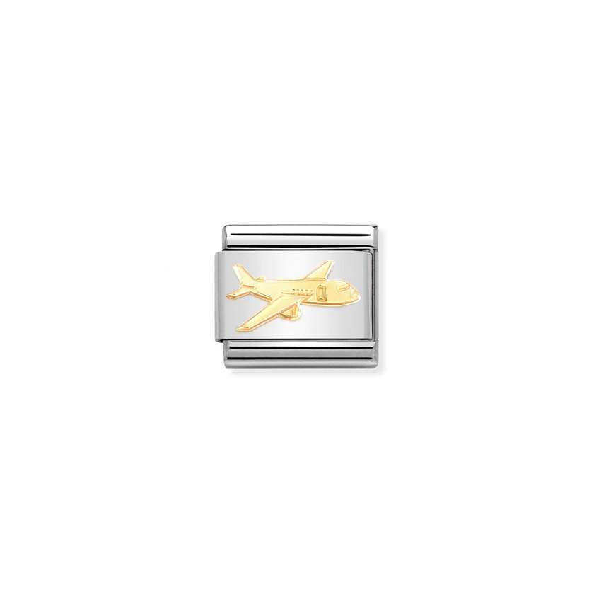 Nomination COMPOSABLE CLASSIC SYMBOLE aus Edelstahl, mit 18Kt Gold verziert, (75_(Verkehrsflugzeug))