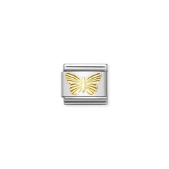 Nomination Composable Classic SYMBOLE Edelstahl und 18kt Gold (45_(Schmetterling, diamantiert))