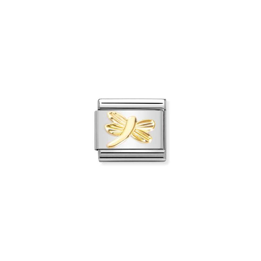 Nomination Composable Classic SYMBOLE Edelstahl und 18kt Gold (56_(Libelle, diamantiert))