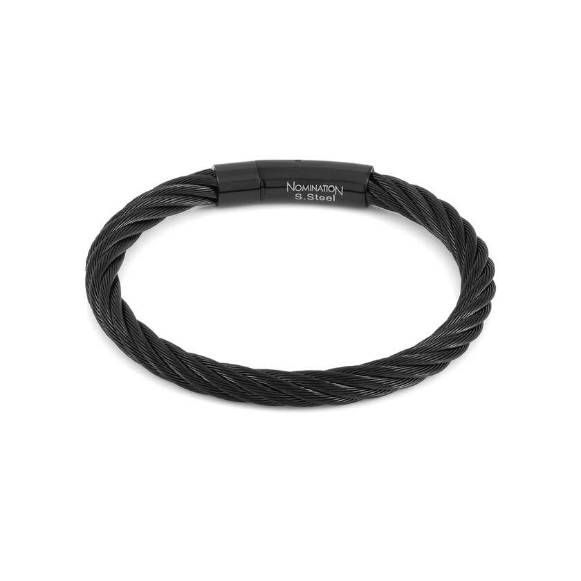 Nomination B-YOND Drahtseil-Armband aus Edelstahl, schwarz PVD-beschichtet (036_(MEDIUM))