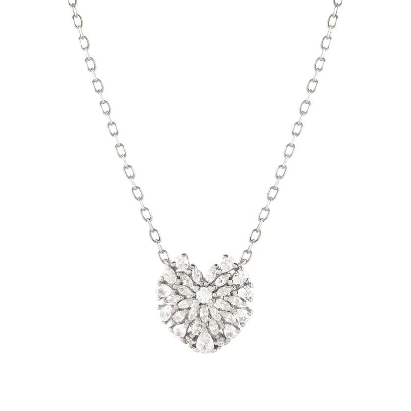 Nomination RAYOFLIGHT Halskette (L: 44cm) aus 925er Silber, dazu mit Cubic Zirkonia besetzter Anhaenger (004_Herz)