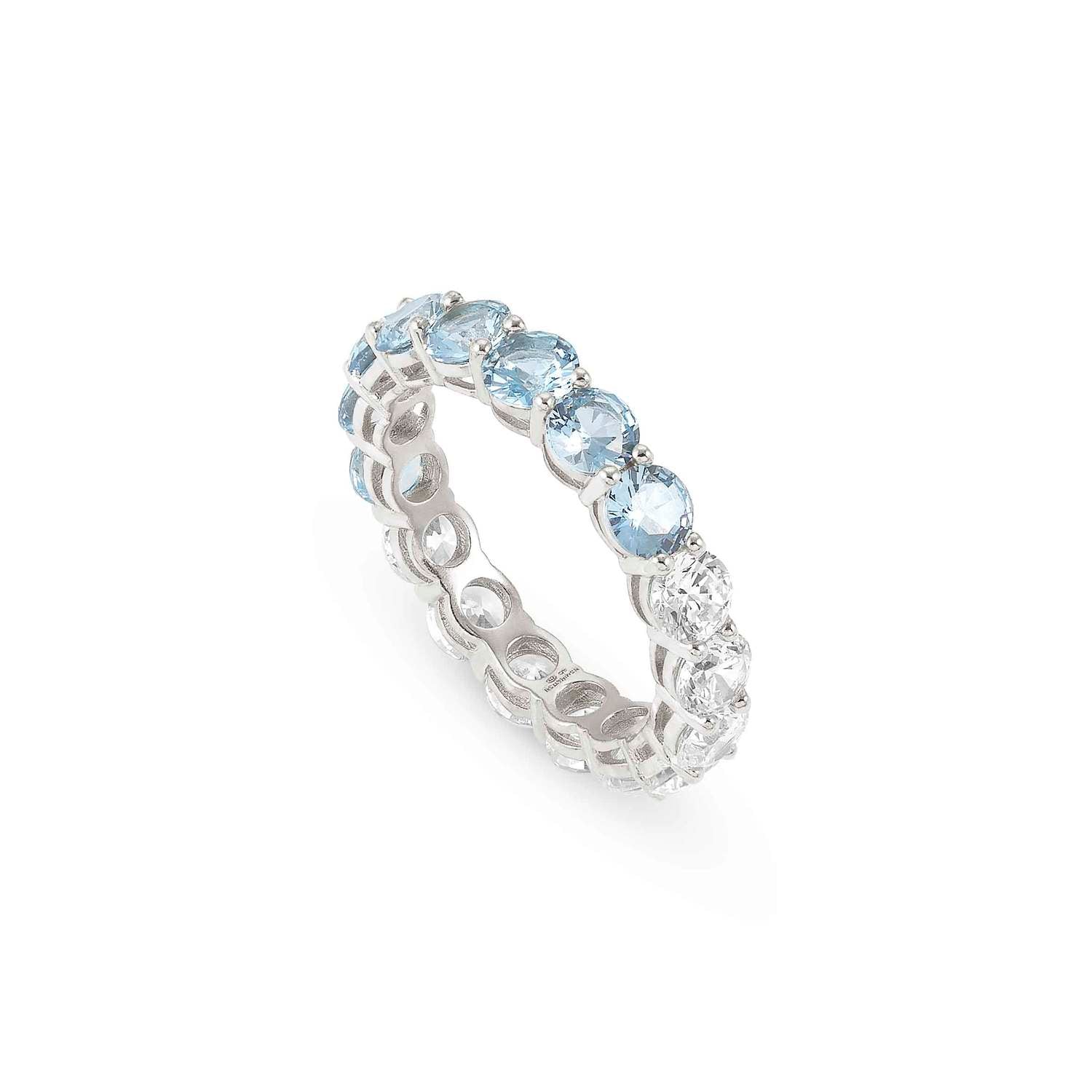 Nomination CHIC&CHARM JOYFUL Ring aus 925er Silber, mit Cubic Zirkonia (4mm, zweifarbig) besetzt (019_(Hellblau, Silber)-008_Grosse 17)