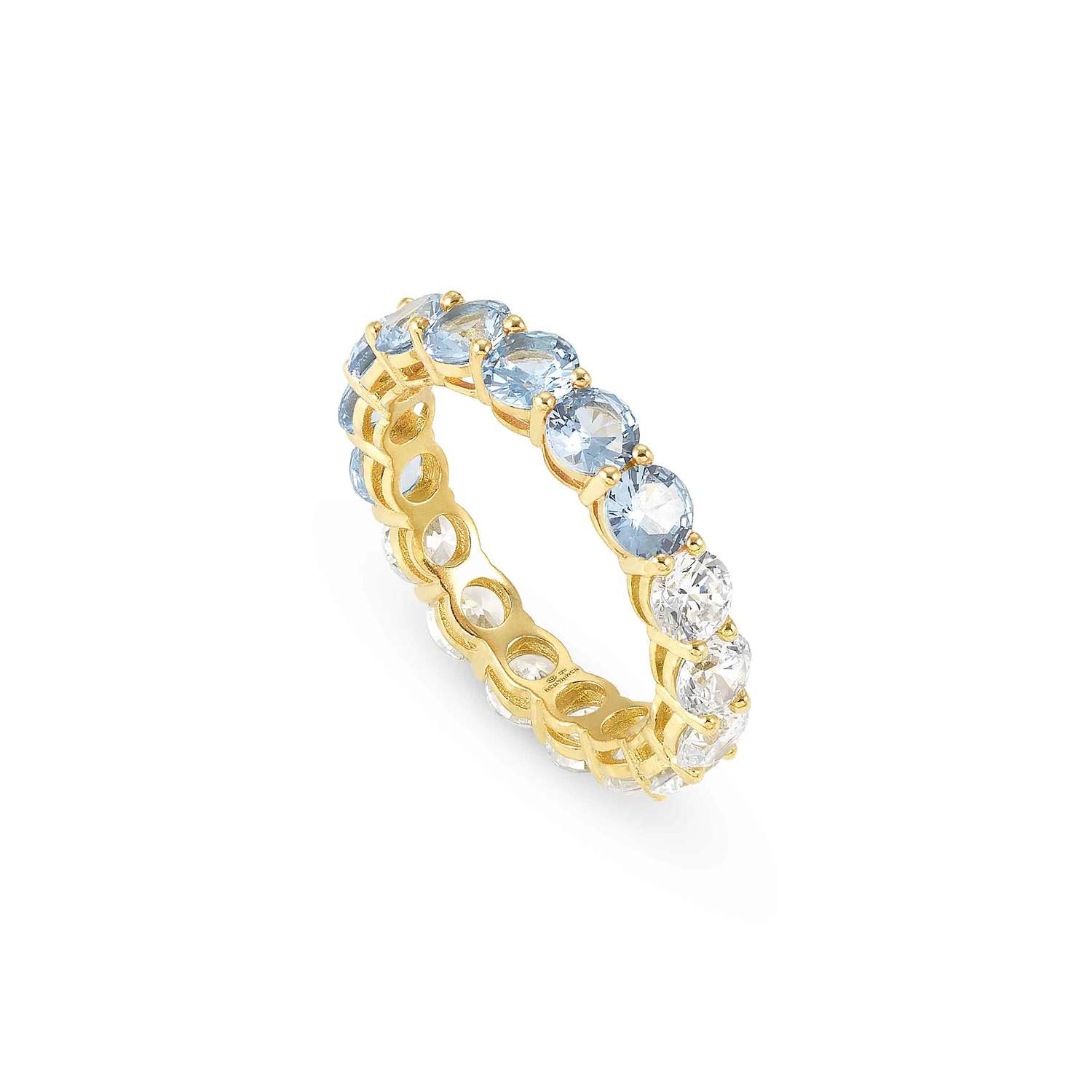 Nomination CHIC&CHARM JOYFUL Ring aus 925er Silber, mit Cubic Zirkonia (4mm, zweifarbig) besetzt (020_(Hellblau, Gelbgold)-006_Grosse 15)