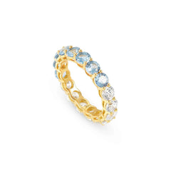Nomination CHIC&CHARM JOYFUL Ring aus 925er Silber, mit Cubic Zirkonia (4mm, zweifarbig) besetzt (020_(Hellblau, Gelbgold)-006_Grosse 15)