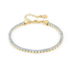 Nomination CHIC&CHARM JOYFUL Tennis-Armband aus 925er Silber, mit Cubic Zirkonia besetzt (020_(Hellblau, Gelbgold))