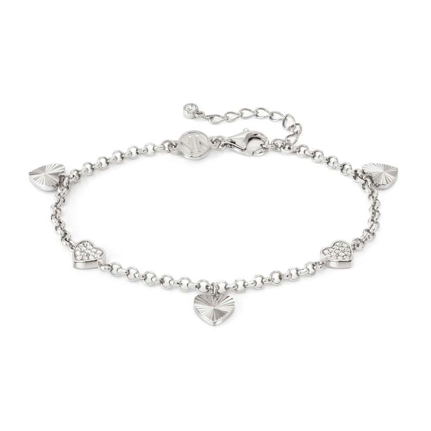 Nomination TRUEJOY Armband aus 925er Silber, dazu mit Cubic Zirkonia verzierte Charm-Anhaenger (004_Herz)