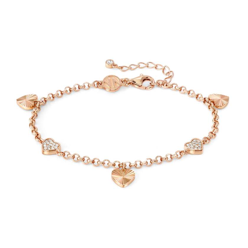Nomination TRUEJOY Armband aus 925er Silber, dazu mit Cubic Zirkonia verzierte Charm-Anhaenger (005_Herz (Rosegold))