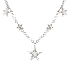 Nomination TRUEJOY Halskette aus 925er Silber, dazu mit Cubic Zirkonia verzierte Charm-Anhaenger (007_Stern (Silber))