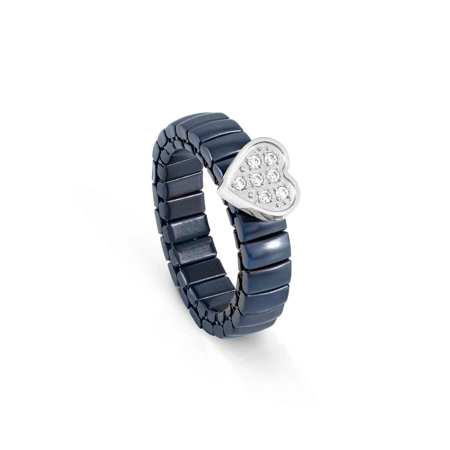 Nomination XTE XSMALL LIFE Ring aus Edelstahl, blau PVD-beschichtet, mit Cubic Zirkonia verziert (004_Herz)