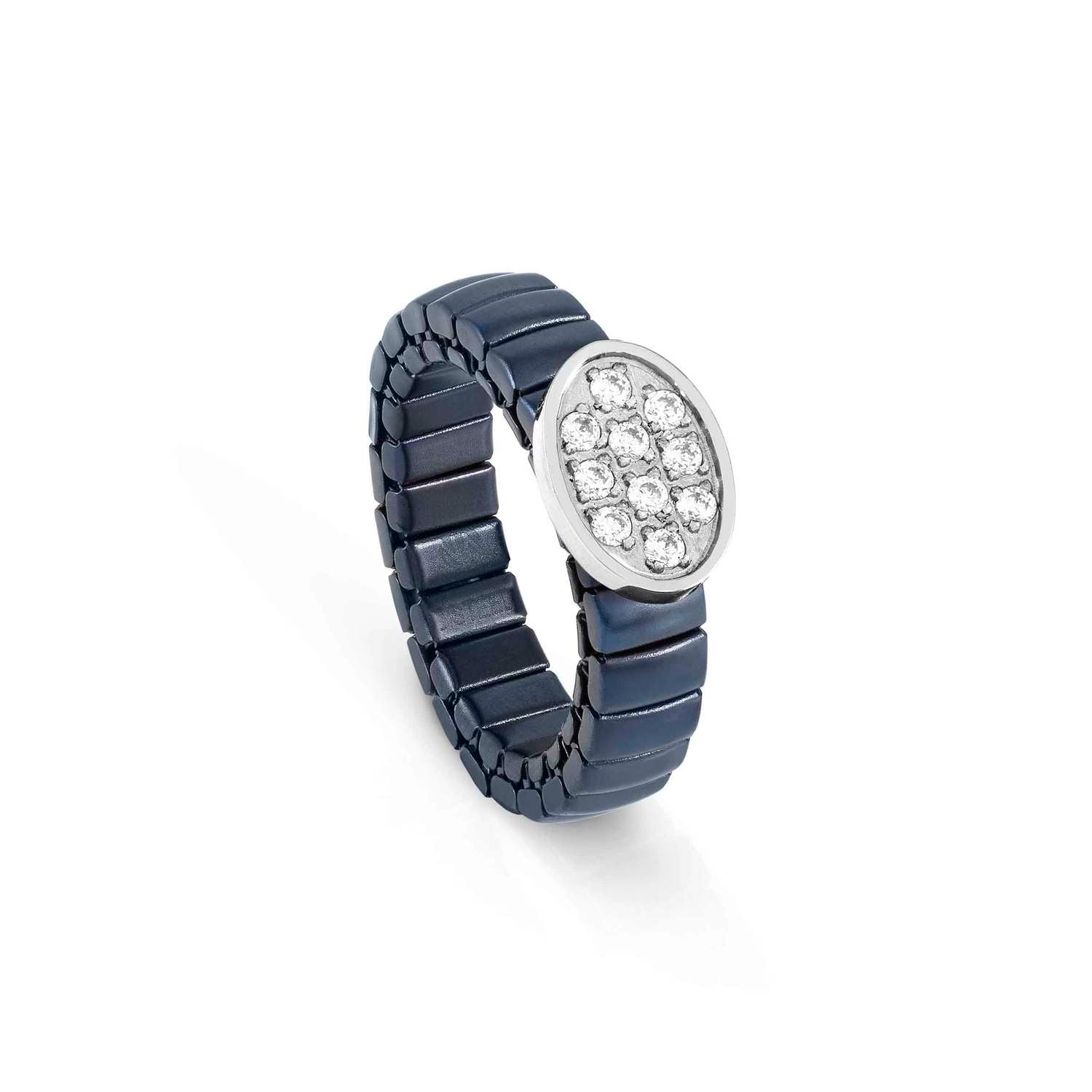 Nomination XTE XSMALL LIFE Ring aus Edelstahl, blau PVD-beschichtet, mit Cubic Zirkonia verziert (053_(Oval, Silver))