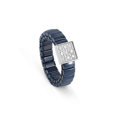Nomination XTE XSMALL LIFE Ring aus Edelstahl, blau PVD-beschichtet, mit Cubic Zirkonia verziert (056_(Quadrat, Silver))