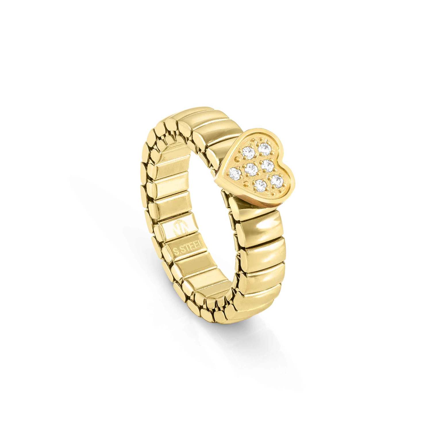 Nomination XTE XSMALL LIFE Ring aus Edelstahl, gold PVD-beschichtet, mit Cubic Zirkonia verziert (004_Herz)
