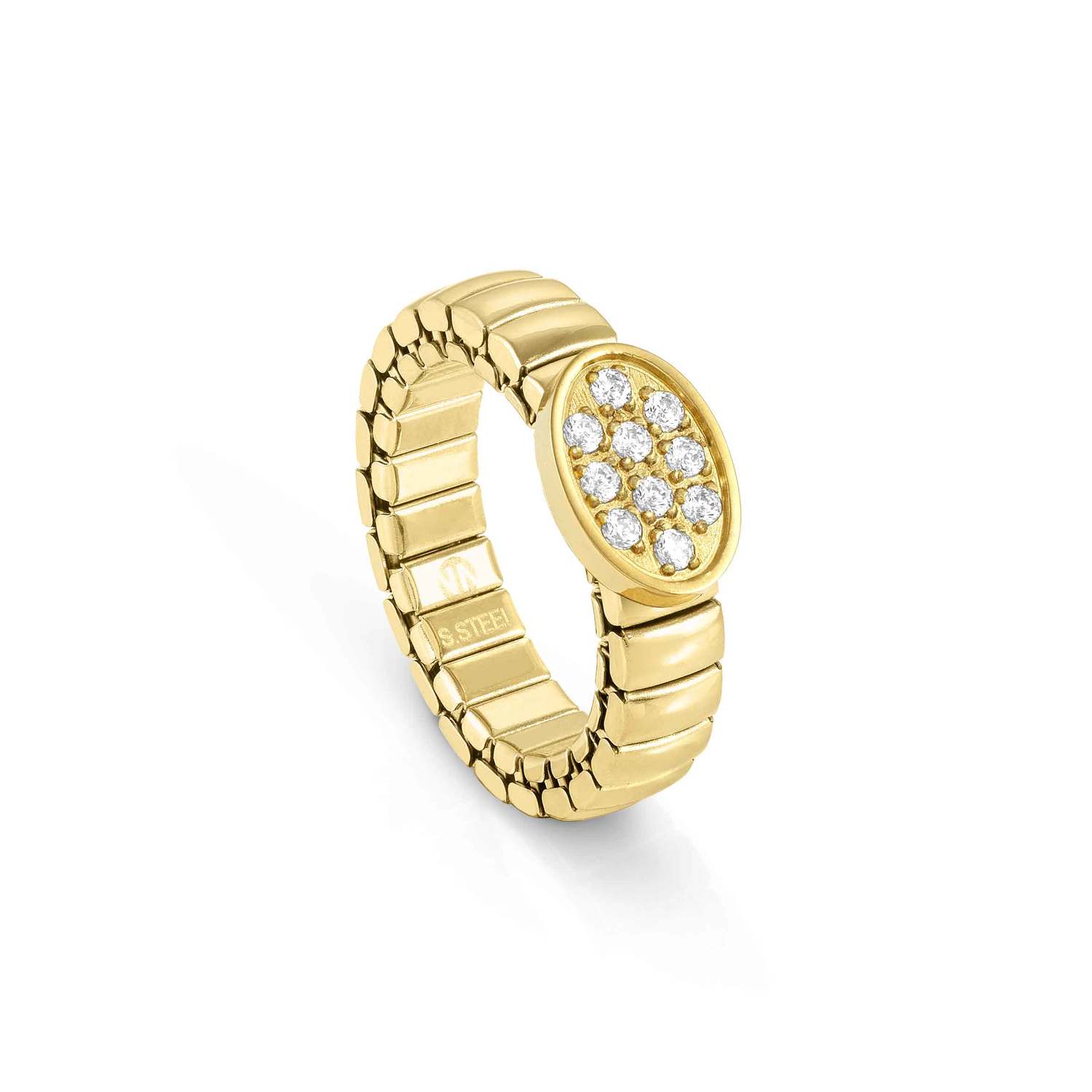 Nomination XTE XSMALL LIFE Ring aus Edelstahl, gold PVD-beschichtet, mit Cubic Zirkonia verziert (053_(Oval, Silver))
