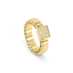 Nomination XTE XSMALL LIFE Ring aus Edelstahl, gold PVD-beschichtet, mit Cubic Zirkonia verziert (056_(Quadrat, Silver))