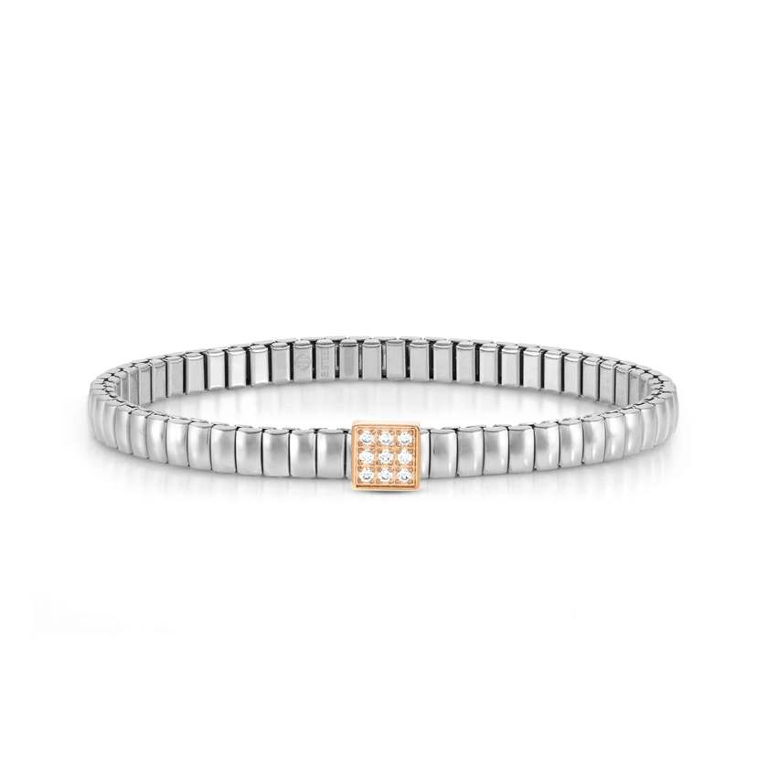 Nomination XTE XSMALL LIFE Armband aus Edelstahl, mit Cubic Zirkonia verziert (057_(Quadrat, Rosegold))