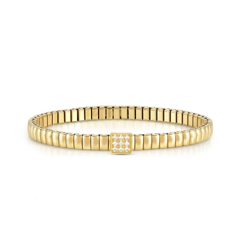 Nomination XTE XSMALL LIFE Armband aus Edelstahl, gold PVD-beschichtet, mit Cubic Zirkonia verziert (056_(Quadrat, Silver))