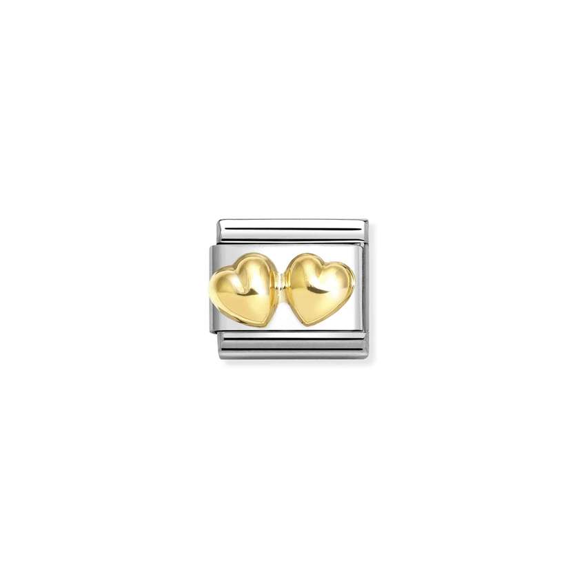 Nomination Composable Classic LOVE Edelstahl und 18K-Gold (23_(Doppeltes Herz, gewoelbt))