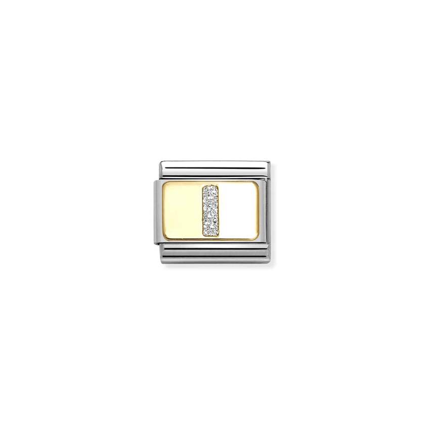 Nomination COMPOSABLE CLASSIC GLITZER-BUCHSTABEN Element aus Edelstahl, mit Emaille und 18kt Gelbgold verziert (09_I)
