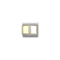 Nomination COMPOSABLE CLASSIC GLITZER-BUCHSTABEN Element aus Edelstahl, mit Emaille und 18kt Gelbgold verziert (09_I)