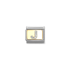 Nomination COMPOSABLE CLASSIC GLITZER-BUCHSTABEN Element aus Edelstahl, mit Emaille und 18kt Gelbgold verziert (10_J)