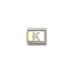 Nomination COMPOSABLE CLASSIC GLITZER-BUCHSTABEN Element aus Edelstahl, mit Emaille und 18kt Gelbgold verziert (11_K)