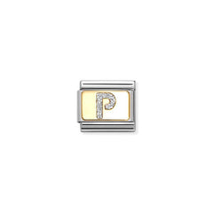Nomination COMPOSABLE CLASSIC GLITZER-BUCHSTABEN Element aus Edelstahl, mit Emaille und 18kt Gelbgold verziert (16_P)