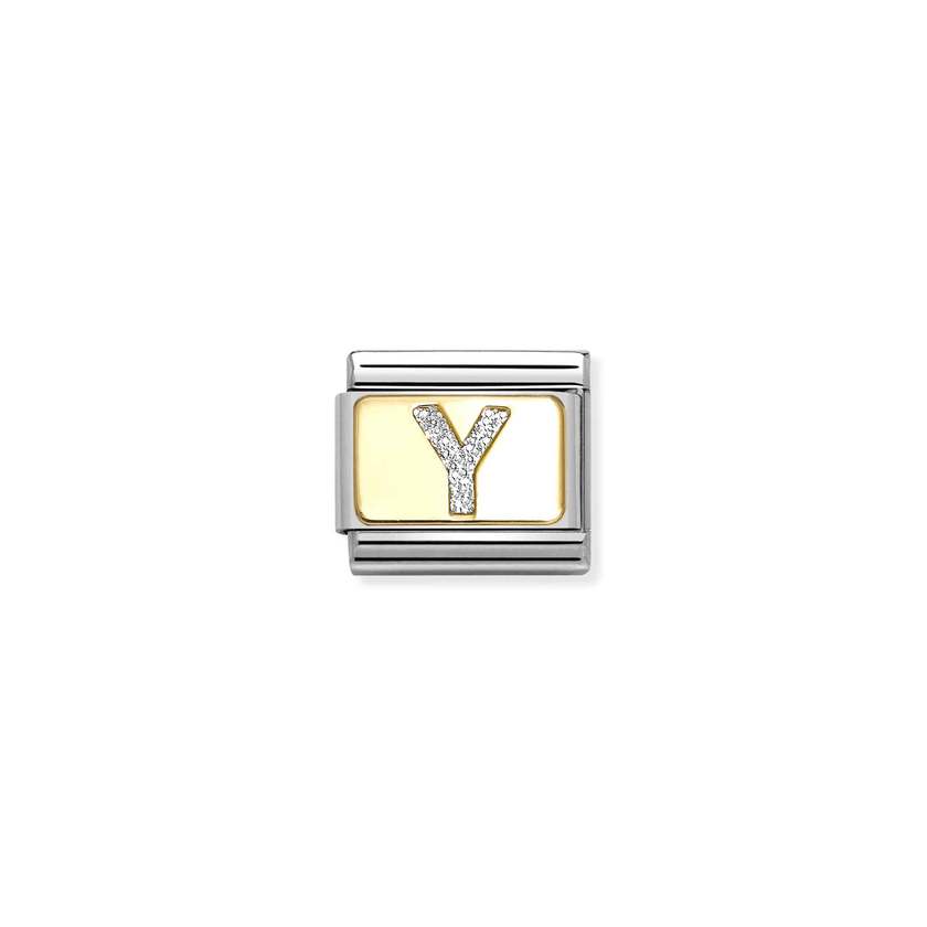 Nomination COMPOSABLE CLASSIC GLITZER-BUCHSTABEN Element aus Edelstahl, mit Emaille und 18kt Gelbgold verziert (25_Y)