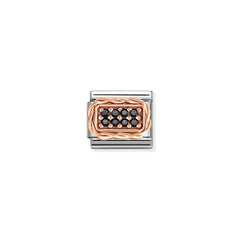 Nomination COMPOSABLE CLASSIC PAVÉES Element aus Edelstahl, mit Cubic Zirkonia in 9kt Roségold-Kordelfassung verziert (10_schwarz)